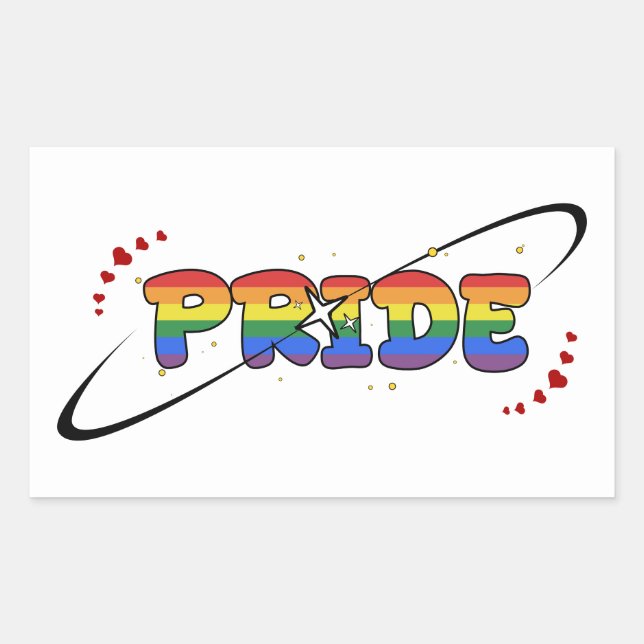 Pegatina Rectangular Bandera del arcoíris LGBTQ de orgullo (Anverso)