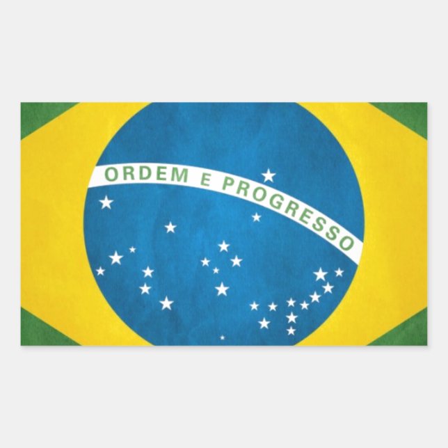 Pegatina Rectangular Bandera del Brasil (Anverso)