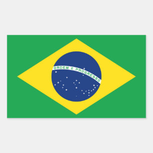 Pegatina Rectangular Bandera del Brasil