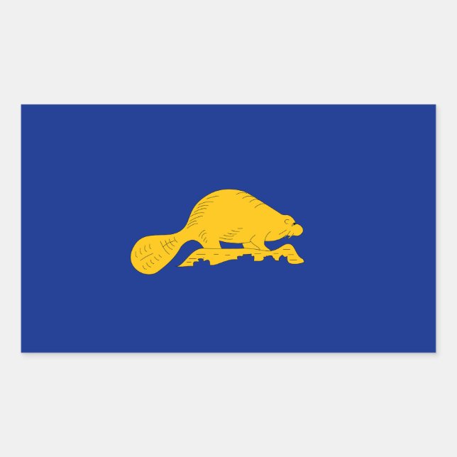 Pegatina Rectangular Bandera del castor de Oregon (Anverso)
