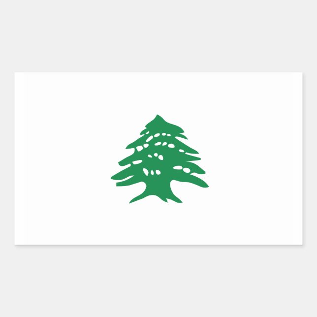 Pegatina Rectangular Bandera del Cedro del Líbano Verde (Anverso)