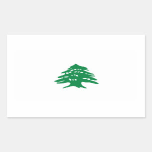 Pegatina Rectangular Bandera del Cedro del Líbano Verde