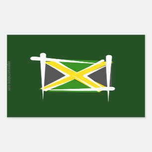 Pegatina Rectangular Bandera del cepillo de Jamaica