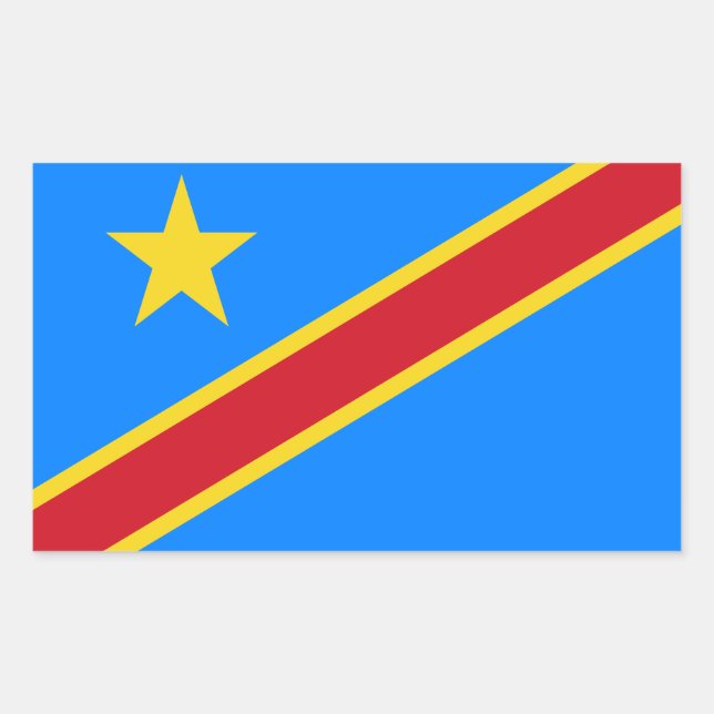 Pegatina Rectangular Bandera del Congo Kinshasa (Anverso)