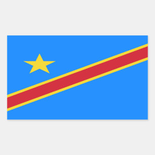 Pegatina Rectangular Bandera del Congo Kinshasa