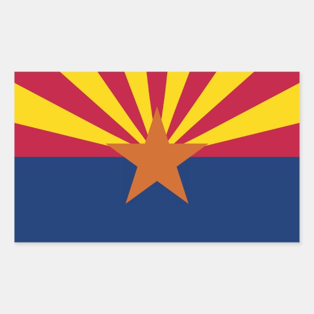 Pegatina Rectangular Bandera del estado de Arizona (Anverso)