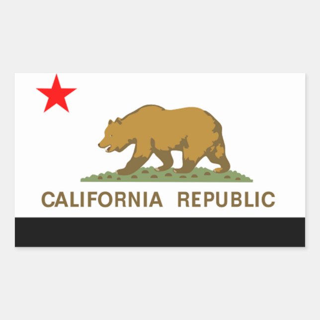 Pegatina Rectangular Bandera del estado de California (Anverso)