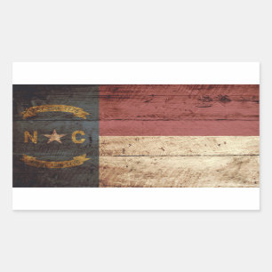 Pegatina Rectangular Bandera del estado de Carolina del Norte en grano