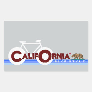 Pegatina Rectangular Bandera del estado de ciclismo de California