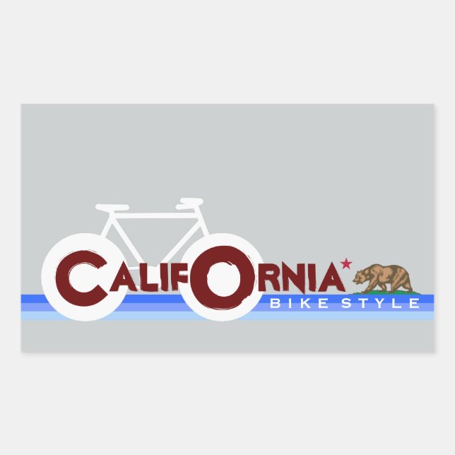 Pegatina Rectangular Bandera del estado de ciclismo de California (Anverso)