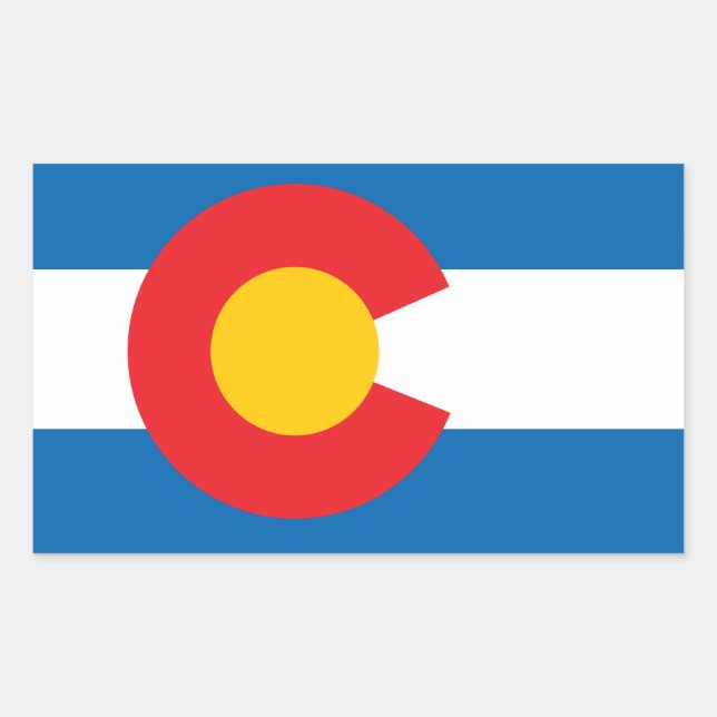 Pegatina Rectangular Bandera del Estado de Colorado (Anverso)