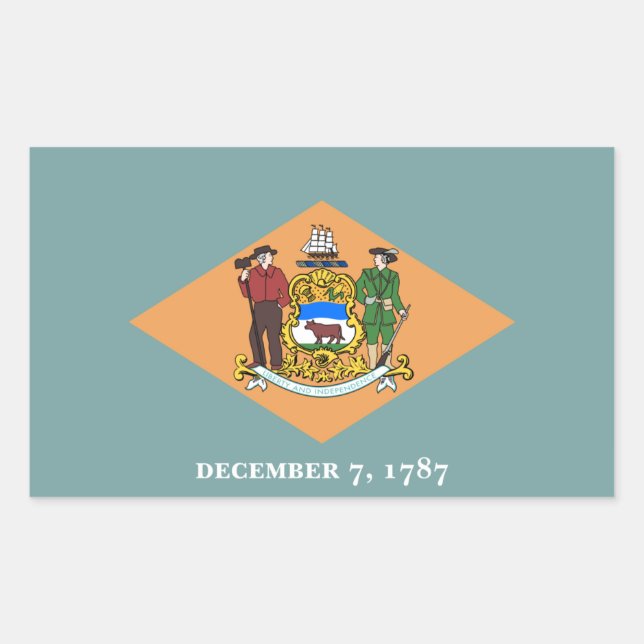 Pegatina Rectangular Bandera del estado de Delaware The Diamond US (Anverso)