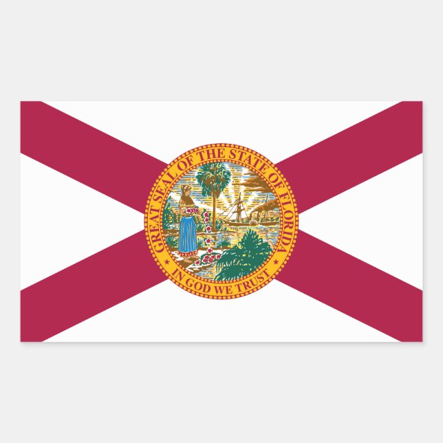 Pegatina Rectangular Bandera del estado de Florida (Anverso)