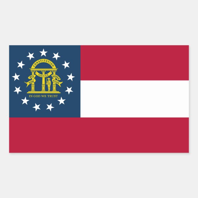 Pegatina Rectangular Bandera del Estado de Georgia (Anverso)