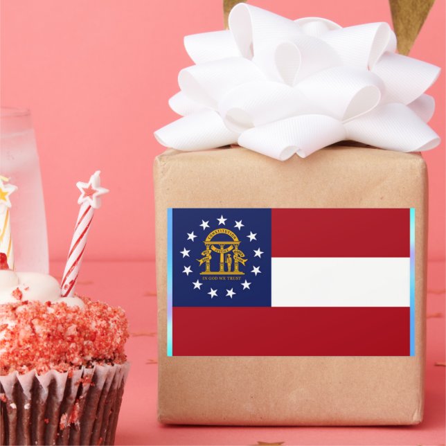 Pegatina Rectangular Bandera del Estado de Georgia (Fiesta)