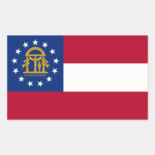 Pegatina Rectangular Bandera del Estado de Georgia, Estados Unidos (Anverso)