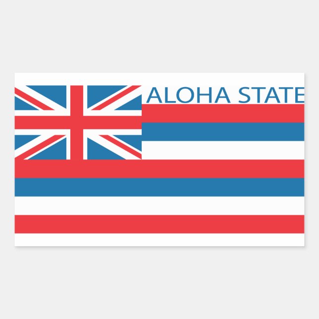Pegatina Rectangular Bandera del estado de Hawaii (Anverso)