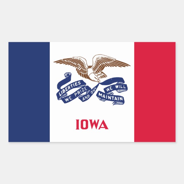 Pegatina Rectangular Bandera del estado de Iowa (Anverso)