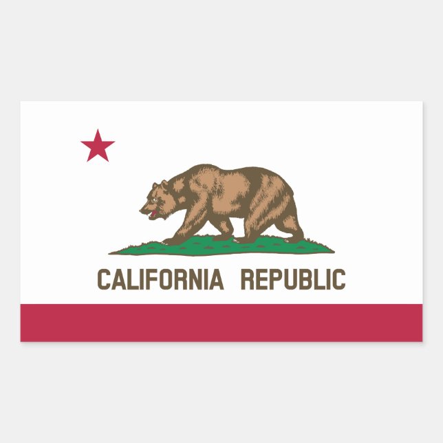 Pegatina Rectangular Bandera del estado de la República de California (Anverso)