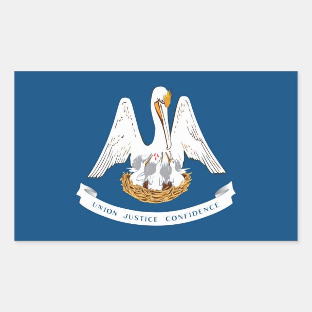 Pegatina Rectangular Bandera del estado de Louisiana (Anverso)