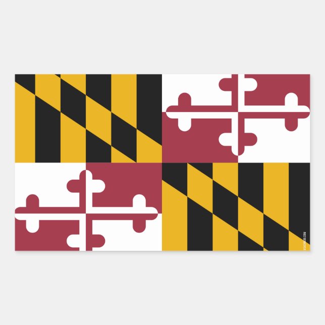 Pegatina Rectangular Bandera del Estado de Maryland (Anverso)