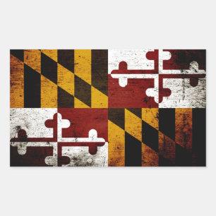 Pegatina Rectangular Bandera del estado de Maryland con estilo grunge n