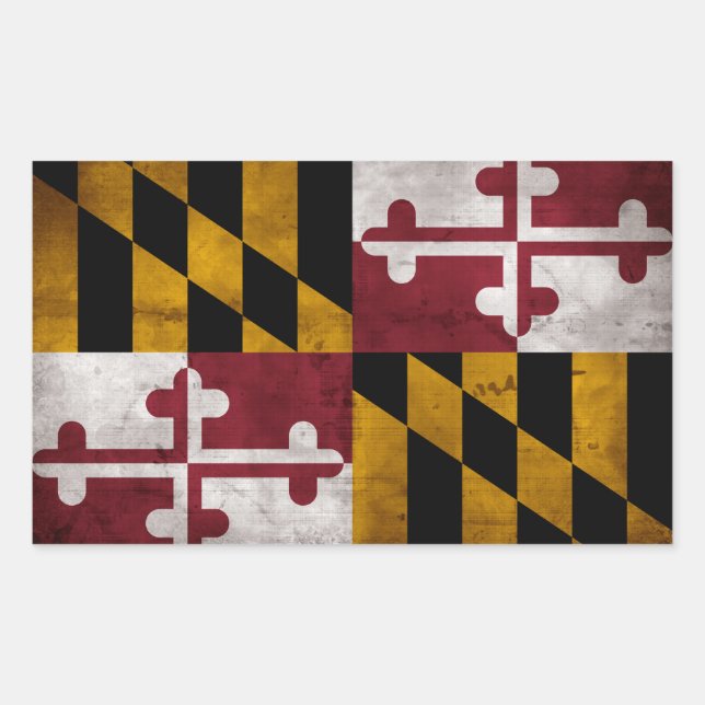 Pegatina Rectangular Bandera del Estado de Maryland, de época blanca (Anverso)