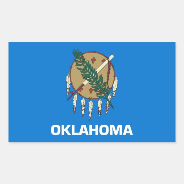 Pegatina Rectangular Bandera del estado de Oklahoma (Anverso)