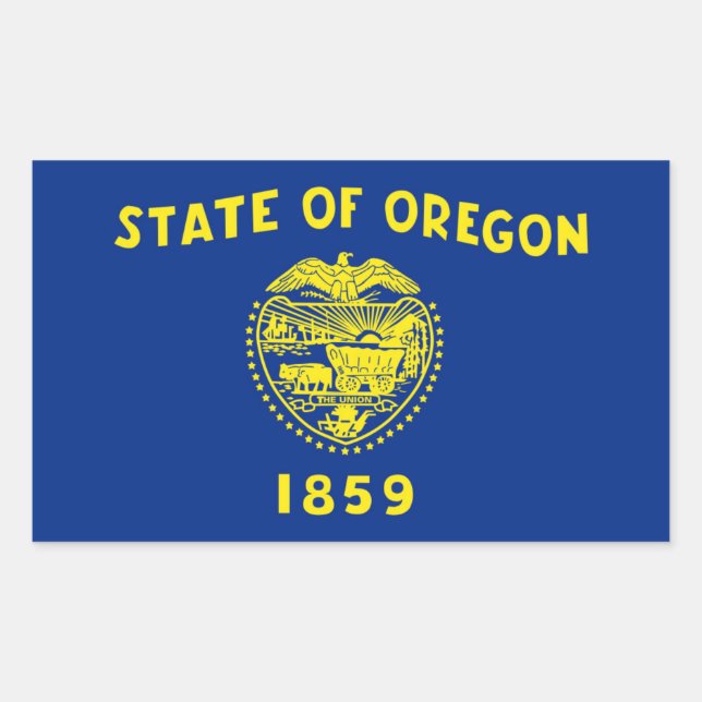 Pegatina Rectangular Bandera del Estado de Oregon (Anverso)