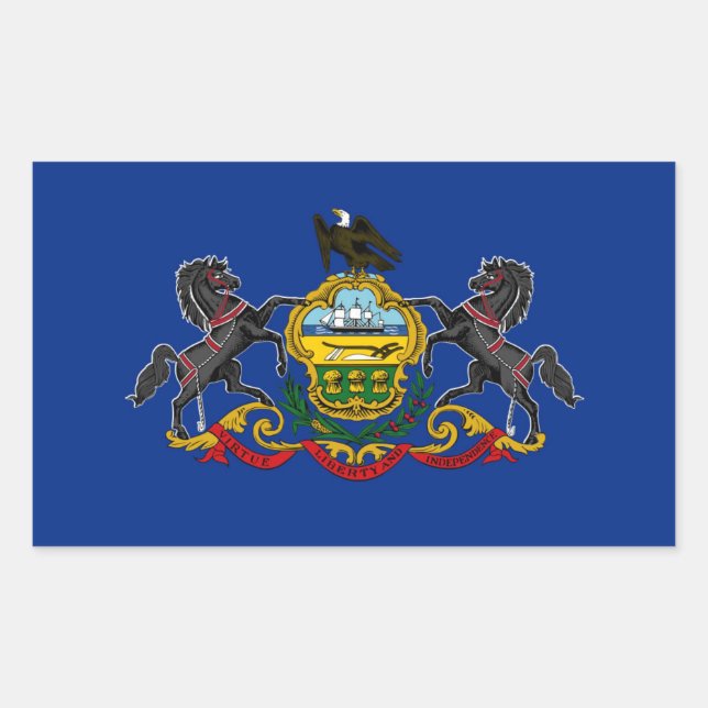 Pegatina Rectangular Bandera del Estado de Pennsylvania (Anverso)