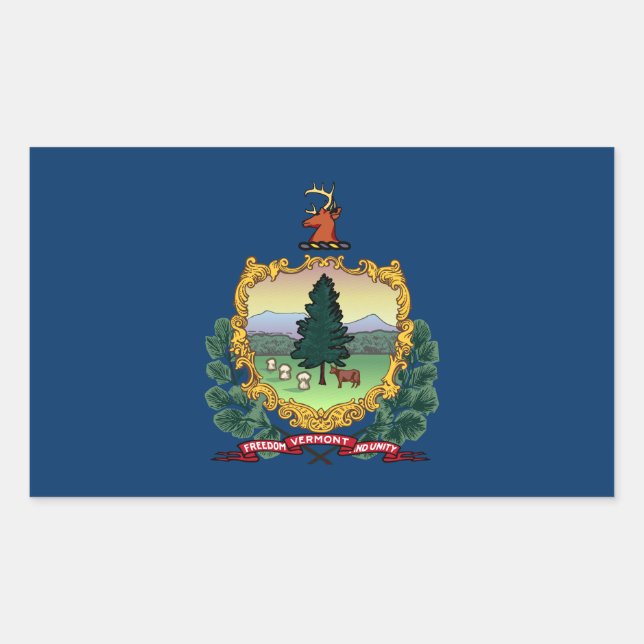 Pegatina Rectangular Bandera del Estado de Vermont (Anverso)