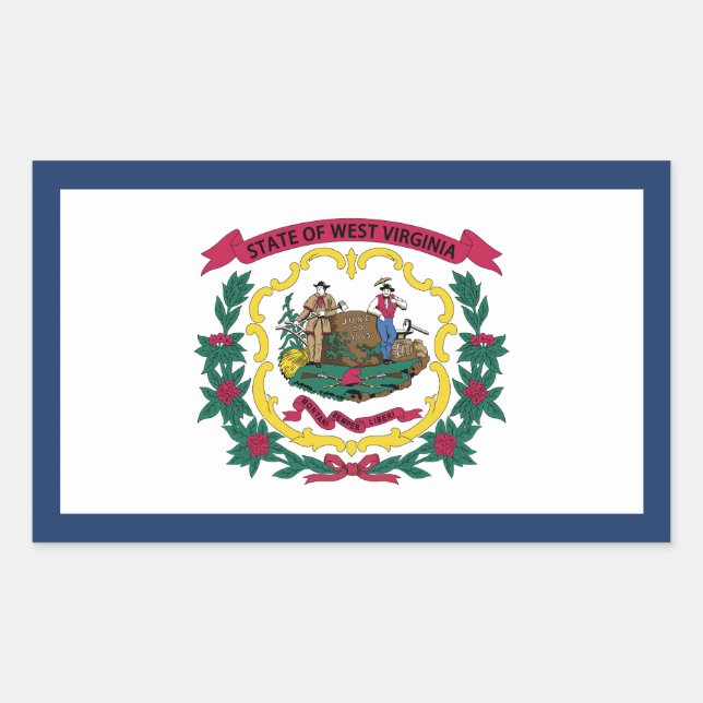 Pegatina Rectangular Bandera del Estado de Virginia Occidental (Anverso)