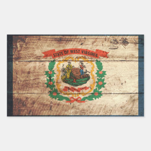 Pegatina Rectangular Bandera del estado de Virginia Occidental sobre gr