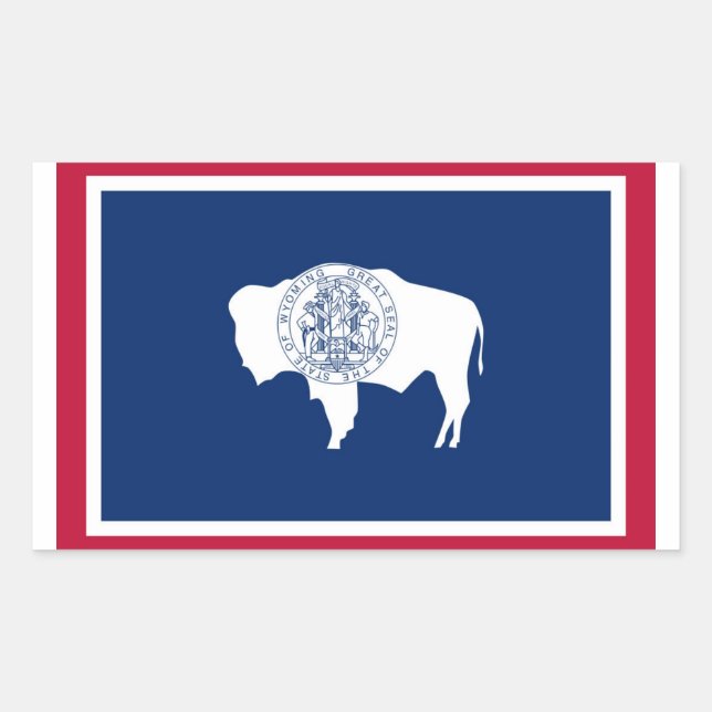 Pegatina Rectangular Bandera del estado de Wyoming (Anverso)