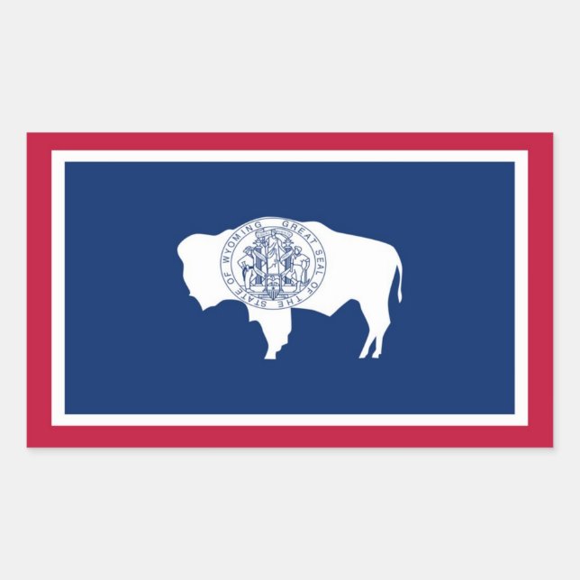 Pegatina Rectangular Bandera del estado de Wyoming (Anverso)