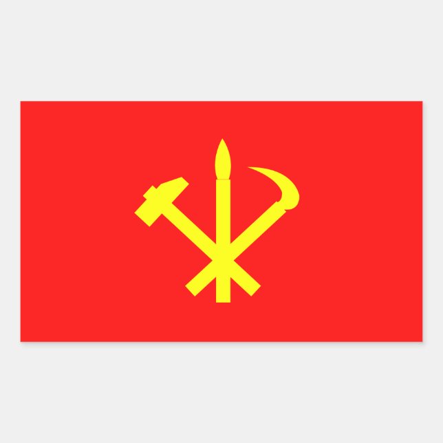Pegatina Rectangular Bandera del Fiesta de Trabajadores de Corea (Anverso)
