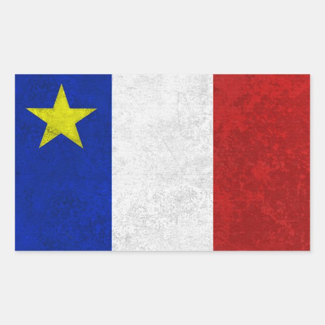 Pegatina Rectangular Bandera del Grunge apenado Acadia (Anverso)