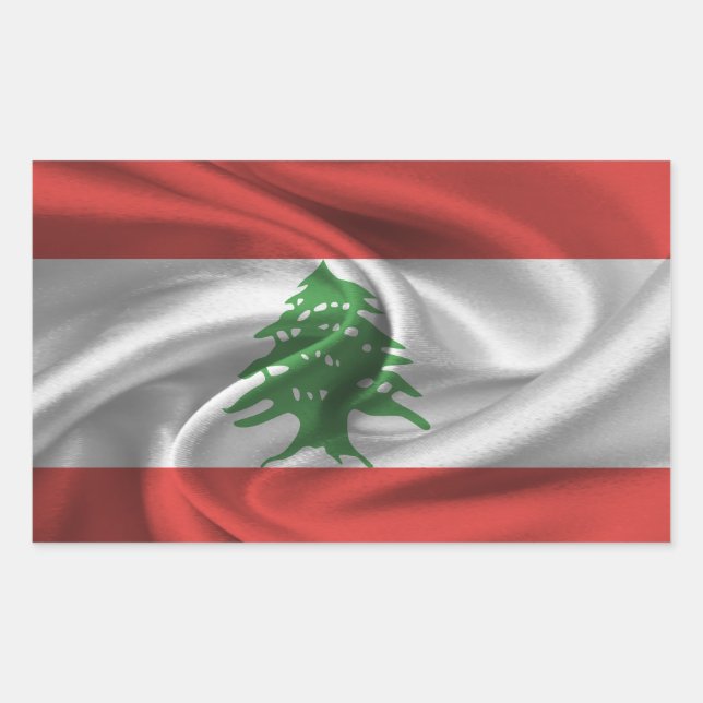 Pegatina Rectangular Bandera del Líbano (Anverso)