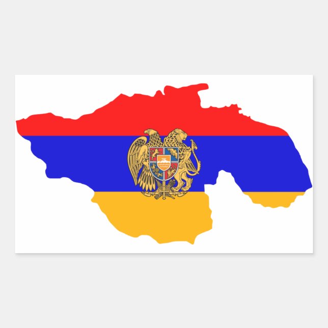 Pegatina Rectangular Bandera del Mapa de Armenia Grande (Anverso)