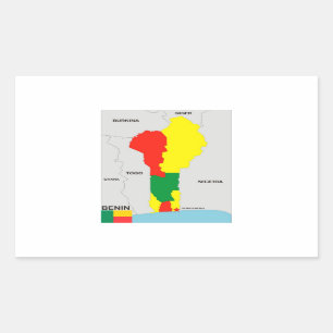 Pegatina Rectangular bandera del mapa del país de Benin