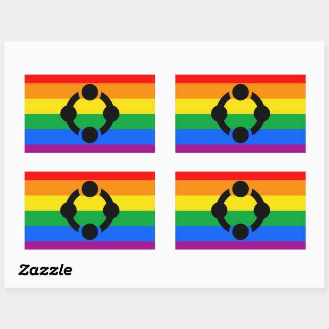 Pegatina Rectangular Bandera del Orgullo Arcoiris Niche (Hoja)