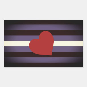 Pegatina Rectangular Bandera del Orgullo de Cuero y Corazón