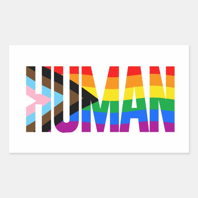 Pegatina Rectangular Bandera del Orgullo de Inclusión Humana (Anverso)