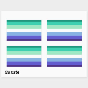 Pegatina Rectangular Bandera del Orgullo de los hombres gay (Azure & Bl
