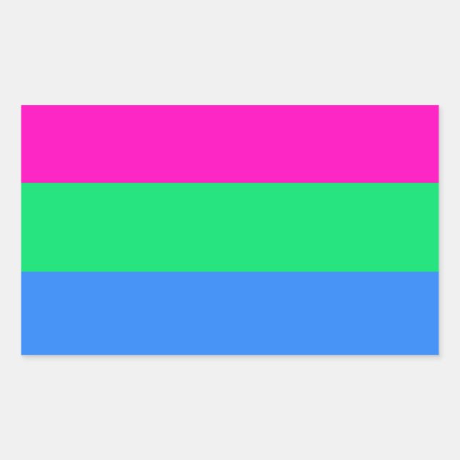 Pegatina Rectangular Bandera del orgullo de Polysexual (Anverso)