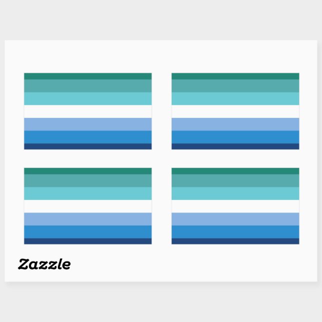 Pegatina Rectangular Bandera del Orgullo Gay Masculino (Azure) (Hoja)
