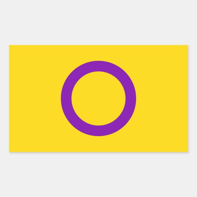 Pegatina Rectangular Bandera del Orgullo Intersexual (Anverso)