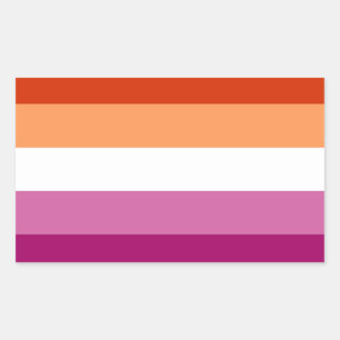 Pegatina Rectangular Bandera del Orgullo Lesbiano (5 bandas)