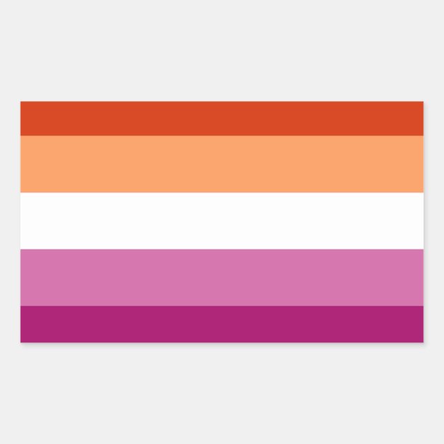 Pegatina Rectangular Bandera del Orgullo Lesbiano (5 bandas) (Anverso)