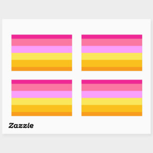 Pegatina Rectangular Bandera del Orgullo Lesbiano (Amanecer)